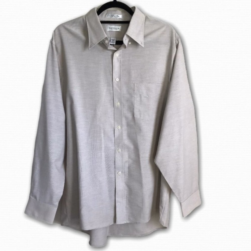 VAN HEUSEN Almond Button-Up Dress Shirt Size XL